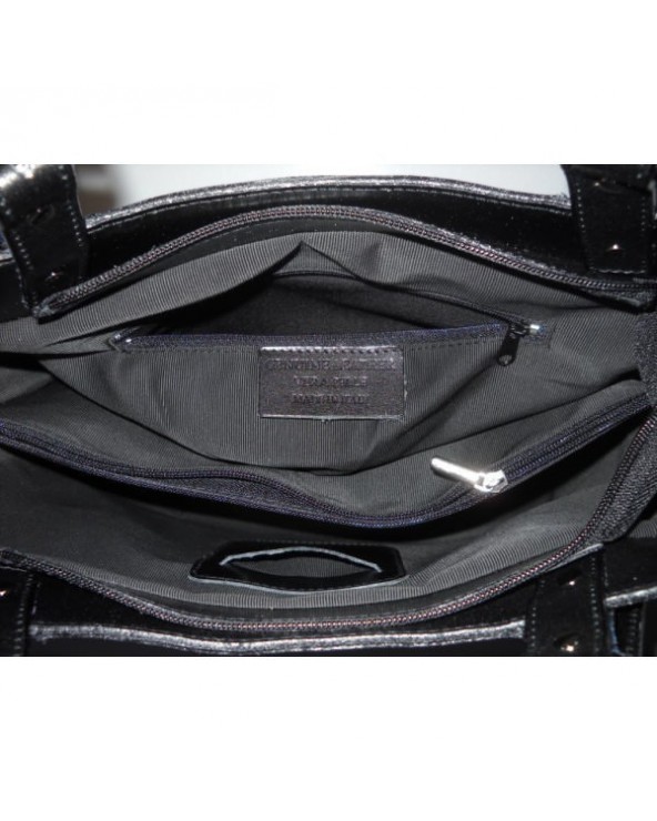 Shopper bag włoska torebka skórzana A4 Czarna