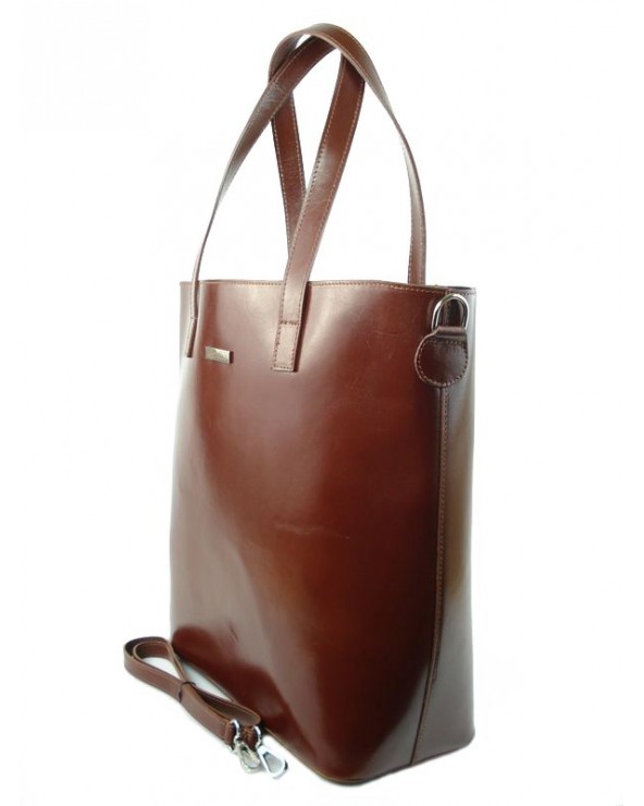 Shopper bag włoska torebka skórzana A4 Brązowy