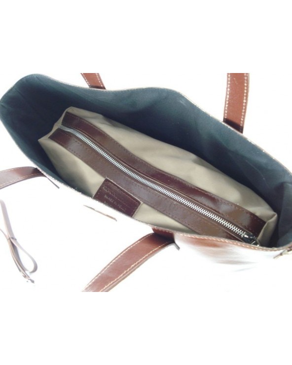 Shopper bag włoska torebka skórzana A4 Brązowy