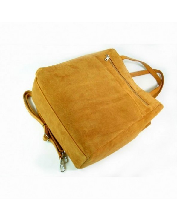 Włoski zamszowa torebka shopper bag camel