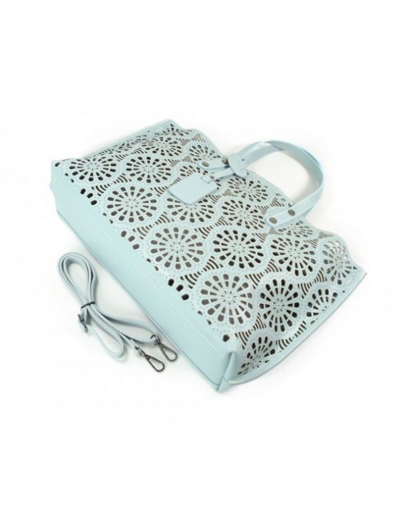 Shopper bag ażuroy błękitny