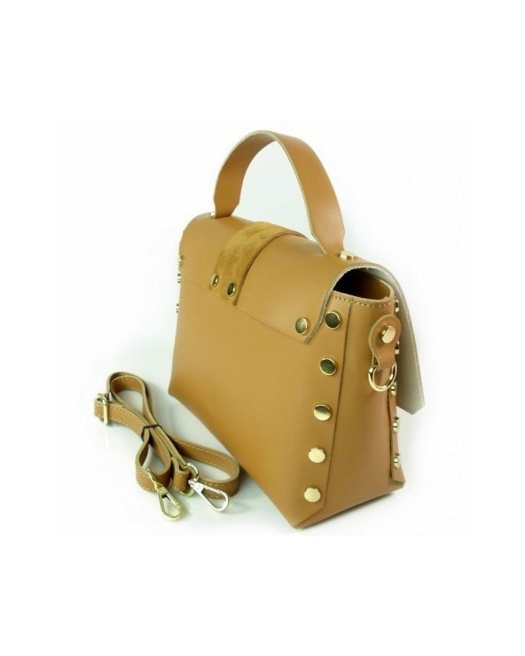 Skórzana listonoszka kuferek z nitami a'la Balenciaga camel