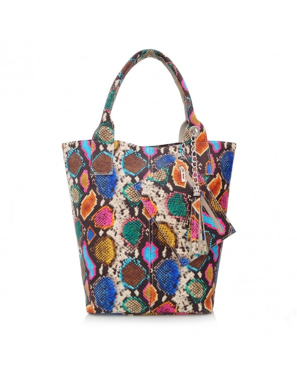 Torebka skóra węża shopper wąż kolorowy