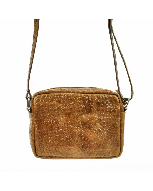 Listonoszka torebka Pierre Cardin skóra krokodyla camel tył