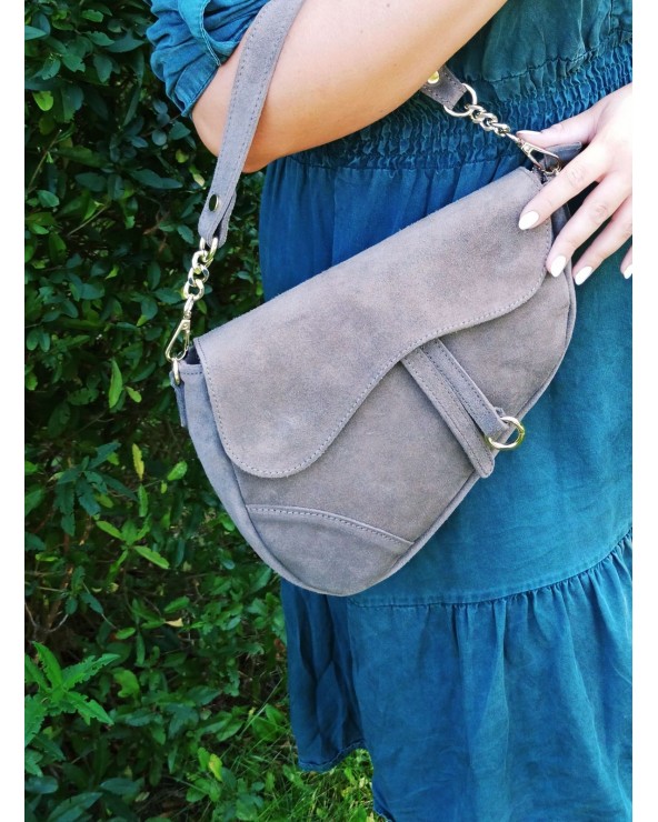 Torebka z zamszu saddle bag taupe