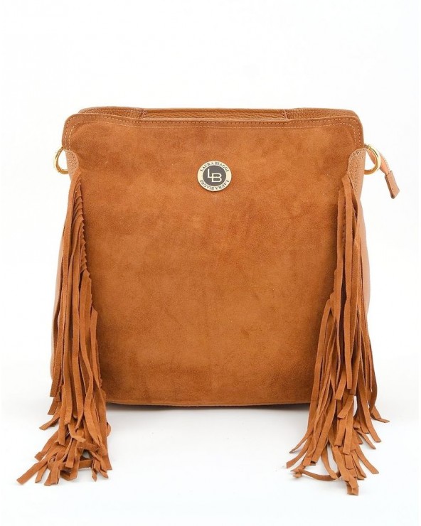 Torebka Laura Biaggi z frędzlami duża camel