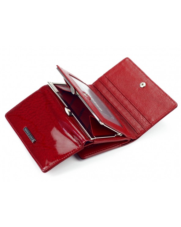 damski portfel skórzany z biglem czerwony