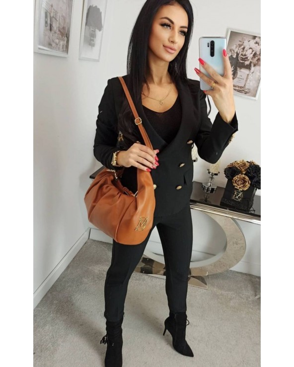 Torebka Massimo Contti a'la Bottega Veneta sakwa Pouch camel skórzana