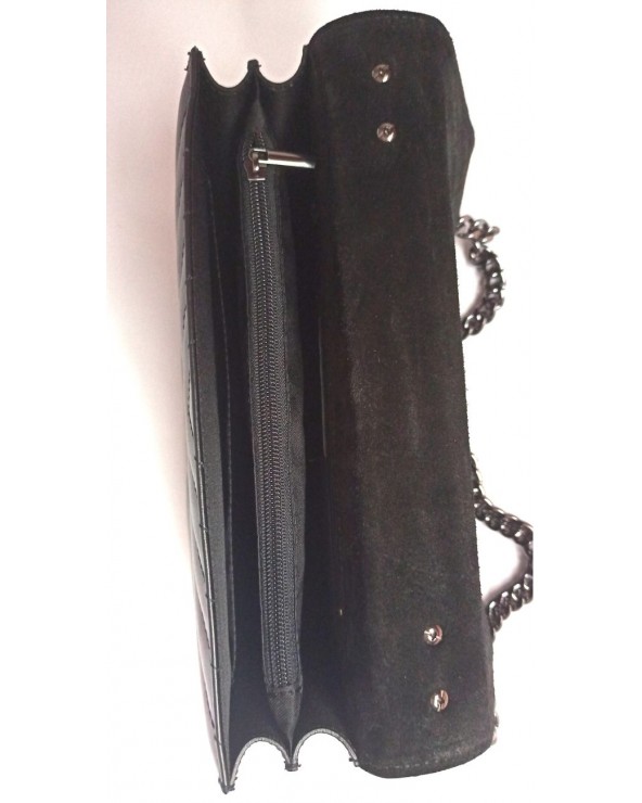 wnętrze Pikowana skórzana torebka Swallow czarna