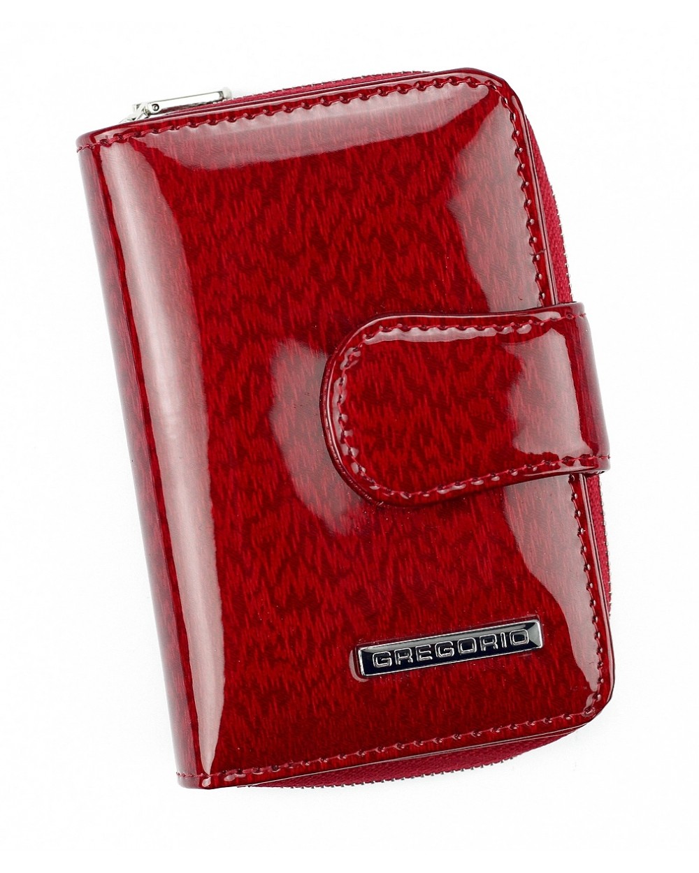 Skórzany portfel damski z zapinką czerwony