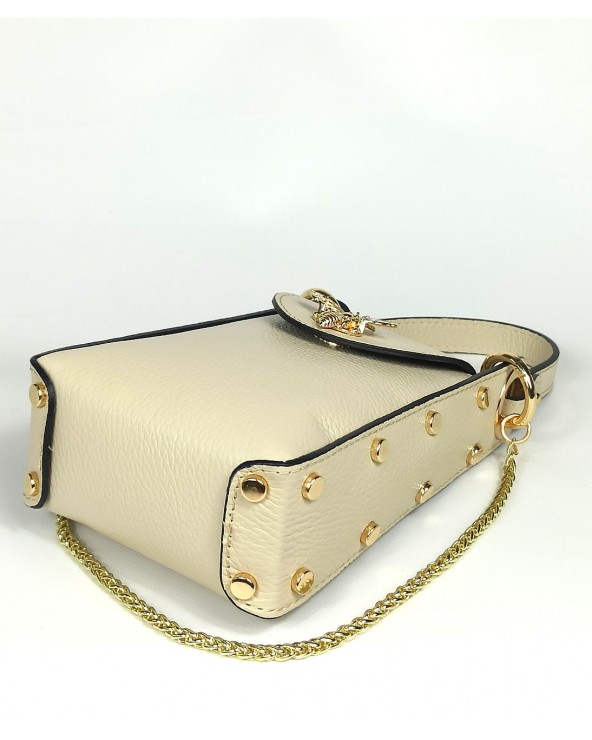 spód Torebka rowerówka pszczółka z ćwiekami beżowa