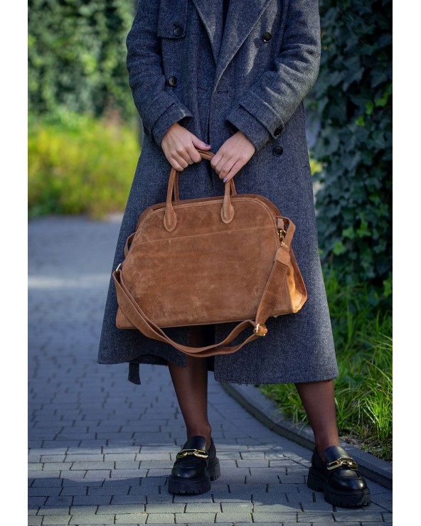 torebka polene zamszowa camel
