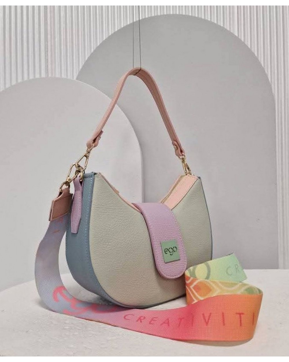 Ego torebka półokrągła multicolor mięta błękit lila