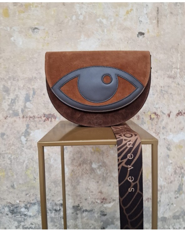 Ego półokrągła torebka OKO Seven Senses zamszowa brązowa