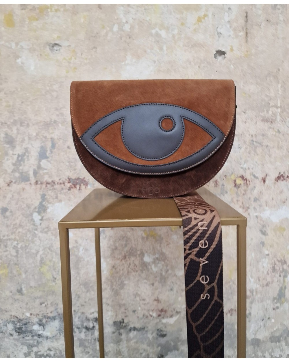 Ego półokrągła torebka OKO Seven Senses zamszowa brązowa